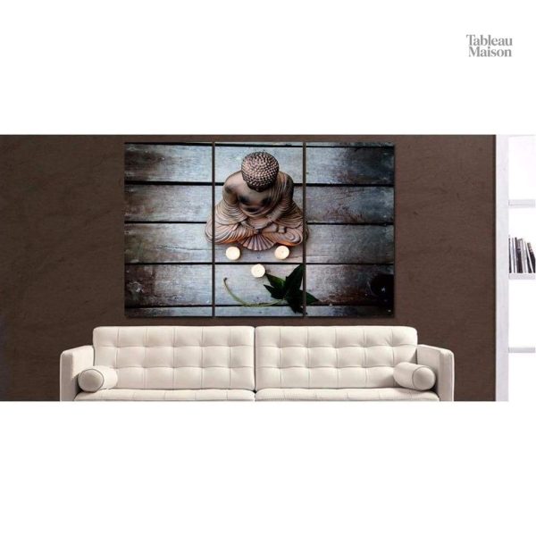Art mural Bouddha avec texture bois