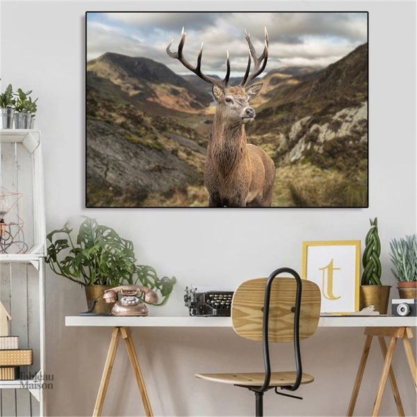 Illustration de cerf, art mural nature