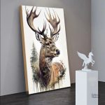 Tableau décoratif représentant un cerf en aquarelle