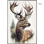 Design aquarelle d’un cerf, toile artistique moderne