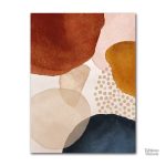 Art mural moderne en tons beige, terracotta et bleu clair