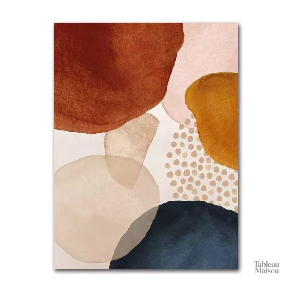 Art mural moderne en tons beige, terracotta et bleu clair