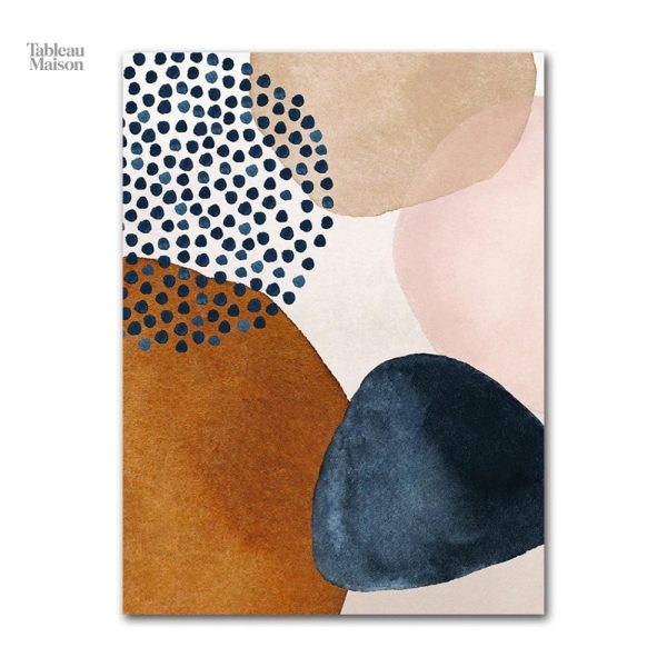 Tableau contemporain en terracotta et bleu nuit pour décoration intérieure