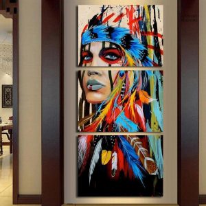 Tableau Amérindienne en style artistique vibrant