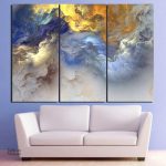 Tableau abstrait de nuages bleus et jaunes