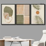 Triptyque Abstrait Vert et Terracotta