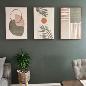 Composition boho avec couleurs vertes et terracotta