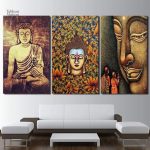 Triptyque Bouddha décoratif en trois panneaux