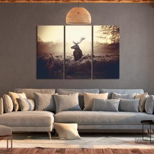 Triptyque Cerf : tableau décoratif représentant un cerf majestueux