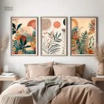 Triptyque floral bohème exotique