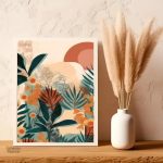 Composition florale en triptyque, ambiance tropicale