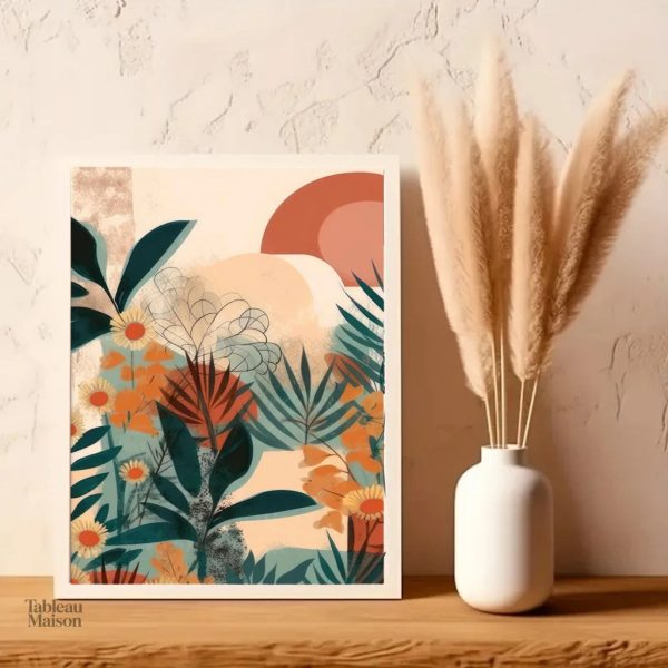 Composition florale en triptyque, ambiance tropicale