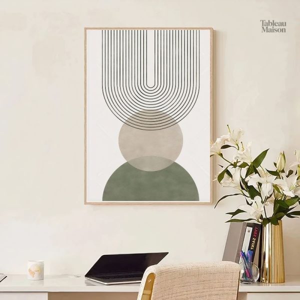 Tableau moderne avec design épuré en vert et blanc