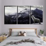 Tableau Loup des montagnes, triptyque artistique
