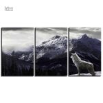 Décor mural loup des montagnes en trois panneaux distincts