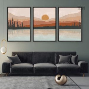 Tableau montagne avec paysage de lac