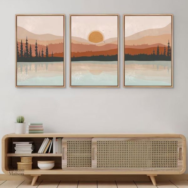 Art mural représentant montagnes et lac