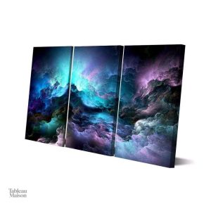 Tableau moderne avec des nuances de bleu, parfait pour un salon