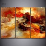 Art mural représentant des nuages aux nuances orangées