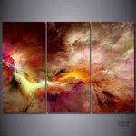 Tableau artistique représentant des nuages roses en toile