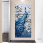 Tableau Paon sur une branche élégante
