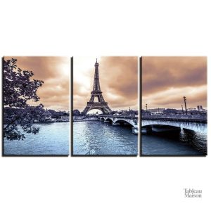 Décoration triptyque illustrant Paris et ses bords de Seine