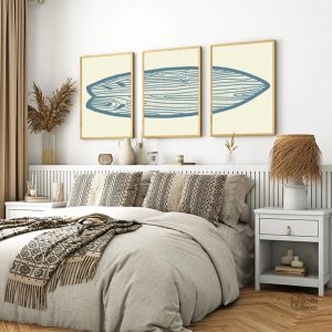 Tableau en bois représentant une planche de surf