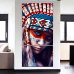 Tableau amérindien avec motifs culturels vibrants