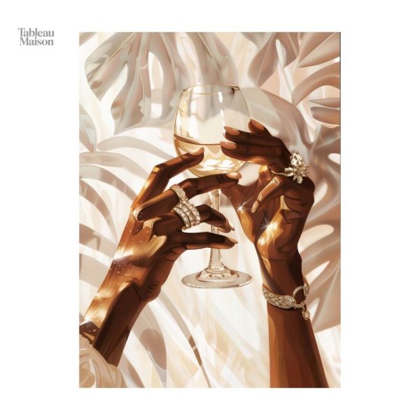 Tableau moderne représentant un vin blanc estival et raffiné