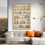 Art mural bateau représentant un voilier en pleine mer